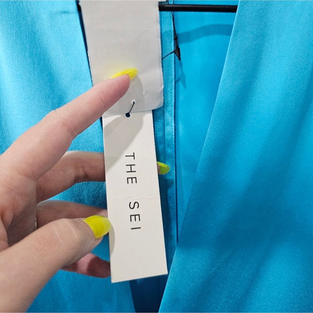 The Sei Long Sleeve Tie Front Blouse in Sky - Picture 8 of 11